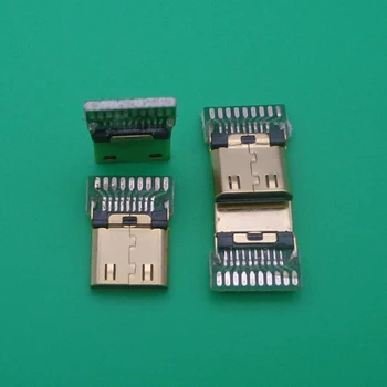 5pcs DIY Mini Tip C Varjenje Tip Moškega Jack Vtič 19 Pin PCB HDMI-Priključek združljiv 19+1 pozlačeno Čepi