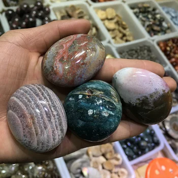 5pcs Naravnih ocean jasper padle kamen palm igrajo polirani rock quartz crystal gemstone reiki zdravljenje za dekoracijo doma kamna