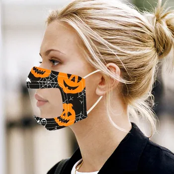 5PCS Odraslih Prozorno Masko Halloween Party Tiskanja Nasmeh Jasno, Usta, Izraz Stroj Tkanine Masko Zunanji sprednji Pokrov
