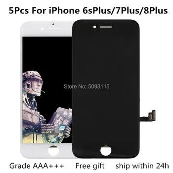5Pcs Tovarno prodajo AAA+++ LCD Zaslon Za iPhone 6sPlus Plus 8 7 PLus Zaslon LCD Skupščine + 3D Dotik Fix Mobilni Telefon Popravila