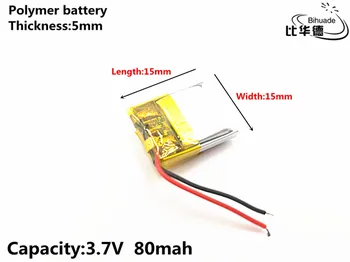 5pcs/veliko 3,7 V 80mAH 501515 Polimer litij-ionska / Litij-ionska baterija za Polnjenje za DVR,GPS,mp3,mp4