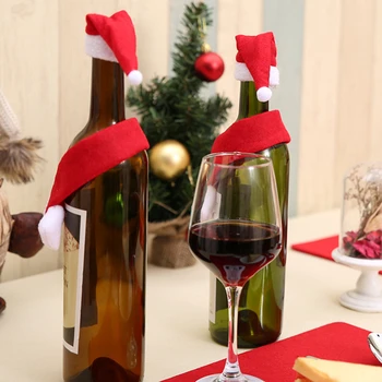 5Set Božični Klobuk, Šal Rdeče Vino, Steklenica Dekor Božič Okraski Za Dom Praznično Stranka Dobave Mizi Dekor Novo Leto