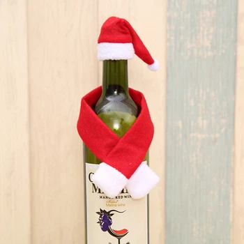 5Set Božični Klobuk, Šal Rdeče Vino, Steklenica Dekor Božič Okraski Za Dom Praznično Stranka Dobave Mizi Dekor Novo Leto