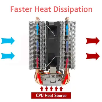 6 Baker Heatpipe 3 Pin CPU Hladilnik, Ventilator, Hlajenje Radiator Dvojno Stolp Hladilnik hladilnega telesa Ventilator Za Intel LGA 1150/1151/1155 za AMD