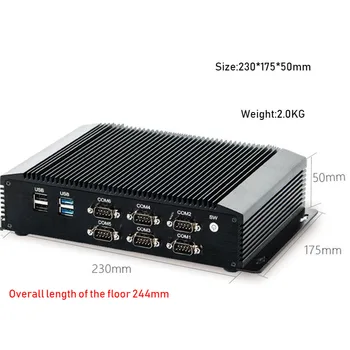 6 COM Dvojno LAN brez ventilatorja Mini PC Intel 4GEN RS232,422,485 COM USB WIFI industrijskih PC Namizni Računalnik