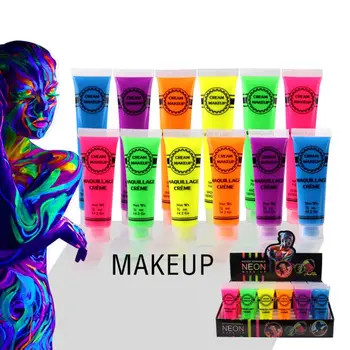 6 Kos Body Art, Neon Barve Fluorescenčno Stranka Festival noč Čarovnic Cosplay Ličila Otroci Obraz Barve UV Sijaj Slikarstvo
