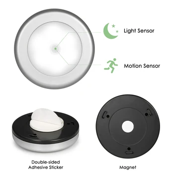 6 Kos Ultra Svetlih LED Magnetni Senzor Gibanja Svetlobe Baterija Upravlja Akumulatorski Zidu Nočna Lučka Hodnikih Omaro, Predalnik