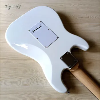 6 string ST električna kitara polno basswood telo belega visokega sijaja konča 39 palčni električna kitara z belo pickups