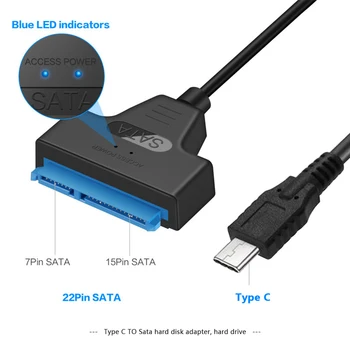6Gbps Tip C do SATA III Pretvornik Kabel Podporo 2.5 inch SATA SSD Adapter za 2.5 SSD HDD Trdi Disk Voznik do 6Gbps 22Pin