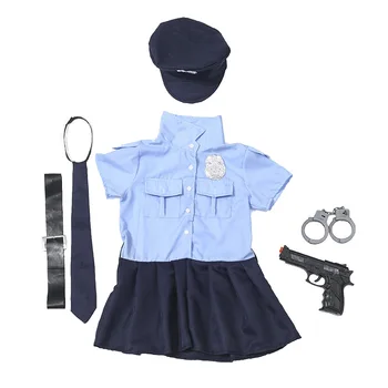 6pcs Srčkan Baby Dekleta Drobne Policaj Policist Dolžina Cosplay Enotno Otroci Otrok Poklic Halloween Kostum C47K104