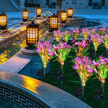 6Tape Cvetje LED-Travnik-Sončno-Svetilke Rime Lily Rose Nepremočljiva-IP66 600MAH Dvorišče Travnik, Pot, Poroke, novoletne Lučke na Prostem 2020