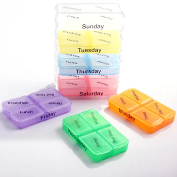 7 Dni Tabletke Primeru Tablet Razvrstilnik Medicine Tedensko Škatla za Shranjevanje Posode Organizator GHS99