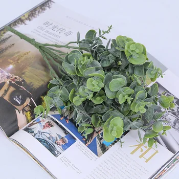 7 glavo, Umetna rastlina, plastični ponaredek cvetje simulacije listi evkaliptusa šopek doma vrt trgovina namizni dekor listov