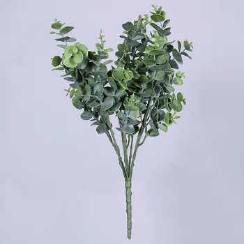 7 glavo, Umetna rastlina, plastični ponaredek cvetje simulacije listi evkaliptusa šopek doma vrt trgovina namizni dekor listov