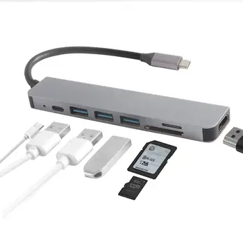 7 v 1 USB C Vozlišče Tipa C, USB 3.0, PD TF Kartico SD Adapter Typec Dock Hub Mac USB HDMI je združljiv Tip-C Širitev Dock Postajo