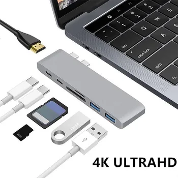7-v-2 USB C HUB Tip C za Multi USB 3.0 HUB 4K HDMI je združljiv Dock Adapter za TF SD Bralnik USB-C 3.0 Splitter Tip C HUB