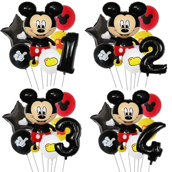 7pcs Disney Mickey Mouse Folija Baloni Nastavite Fantje &Dekleta Rojstni dan Dekoracijo Baby Tuš Stranka 32inch Črne Številke Balon