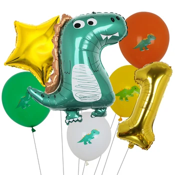 7pcs/veliko 32inch Digitalni Folija Baloni Velik Dinozaver Baloni Nastavite Baby Tuš Dekoracijo, Fant, Otroci Prvi Rojstni dan Dobave