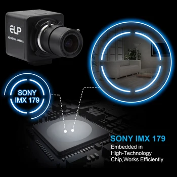 8MP 3264X2448 Kamero USB Pralni Vizijo, Webcam Sony IMX179 2.8-12mm Varifocal CS Objektiv Polje Nadzor USB Industrijske Kamere