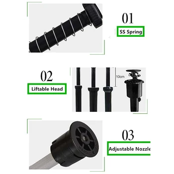 8PCS 1 / 2-Palčni -Up Automatic Sprinkler Namakanje ABS Telo za Vrtne Potrebščine Travnik Namakanje Nastavljiv Način (25 do 360