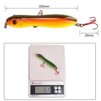 8Pcs/veliko 10.5 cm 16.1 g Kača Glavo Svinčnik Vabe Sea Fishing Lure 3D Oči Plastičnih Wobbler Plavajoče Crankbait Z Umetno Kljuke