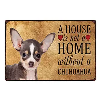8x12 Palčni Tin Znak za Hišne Pse Domov Brez Chihuahua Kovinski Znak Tin Plakat Srčkan Risanka Živali, Bar Pub Dekoracijo Sten Umetnosti