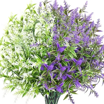 9 Snope Umetni Cvetovi Sivke Na Prostem Ponaredek Cvetje Za Dekoracijo Uv Odporne Umetno Plastično Rastline Verando Vrt