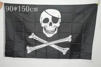90*150 cm Piratsko Zastavo Lobanje Bar KTV (Hiša strahov), Jolly Roger Visi Z Grommet Stranka Dodatne Ponudbe Doma Dekoracijo