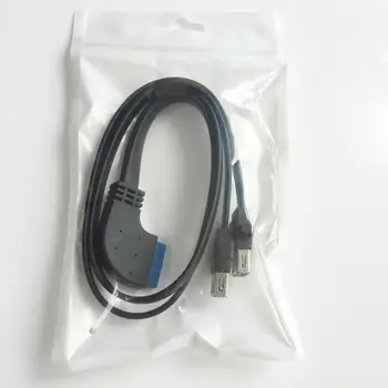 90 Stopinj Dvojna Vrata USB 3.0 Ženski Vijak Panel Mount Za Matično ploščo 20 Pin Header Kabel Kabel