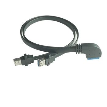 90 Stopinj Dvojna Vrata USB 3.0 Ženski Vijak Panel Mount Za Matično ploščo 20 Pin Header Kabel Kabel