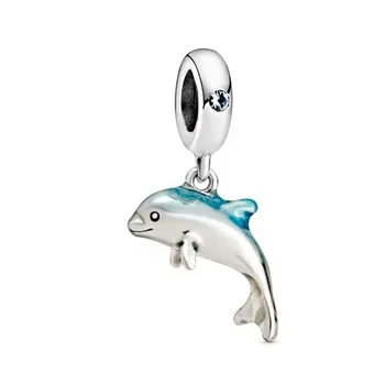 925 sterling srebrni nakit ženska ocean serije narwhal čar zvezda oceanskih valov & ribje kroglice fit 3mmbracelet DIY obesek