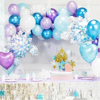 92pcs Ice Princess Snežinka Folija Baloni Garland Rojstni Dekoracijo Otroci Dekle Ledu Snow Princess Party Supplies