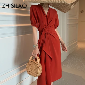 A-linija Elegantna Dolga Obleka Ženske Vestido Longo Plus Velikost Starana Rdeča Stranka Obleko Maxi Nezakonitih Visoko Pasu Obleko Retro 2020