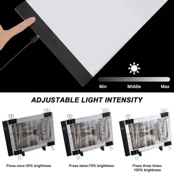 A3 LED Lučka Tipke za Diamant Slikarstvo, USB Powered Svetlobe Odbor Kit, Nastavljiva Svetlost s Snemljivo Stojalo in Posnetke