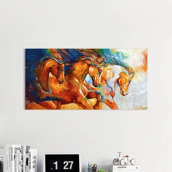 AAVV Oljna slika, Plakati Teče Konj Platno Stensko Slikarstvo v slikah, Platno Stenske Slike za Dnevna Soba Brez Okvirja
