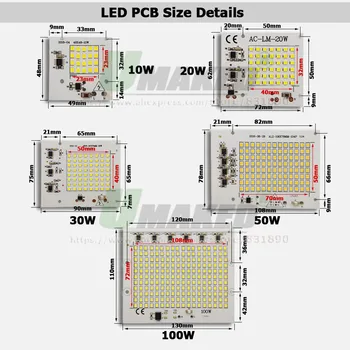 AC220V LED PCB 50 W 108x78mm 4500lm LED Žaromet Modul Aluminija pločevina Bela/Topla SMD2835 Smart IC Gonilnik Za Žarometi, Svetilke