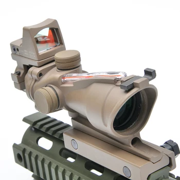 ACOG 4X32 Tan Taktično Pravi svjetlovodni Rdeče Osvetljena w/ RMR Micro Red Dot Lov Riflescope