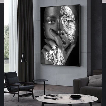 Afriške Umetnosti Črna Ženska Platno Oljna slika Cuadros Plakatov in Fotografij Skandinavskih Stenskih slikah, za Dnevna Soba Dekoracijo