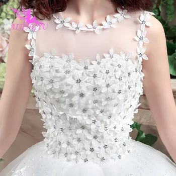 AIJINGYU 2021 bela nove vroče prodajo poceni žogo obleke čipke nazaj formalno nevesta obleke, poročna obleka WK132