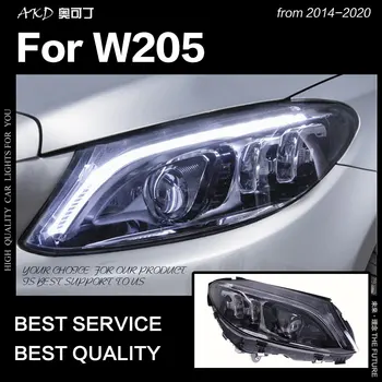 AKD Avto Styling Glavo Svetilka za Benz W205 Žarometi-2020 C180 C200 C260 C300 Vse LED Smerniki LED DRL Auto Dodatki