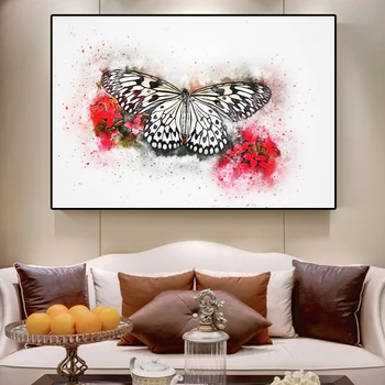 Akvarel živali umetnosti metulj in povzetek ptica plakat platno natisne wall art dnevna soba dekoracijo doma
