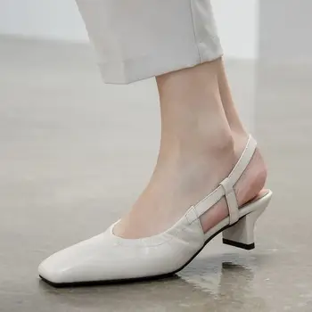 ALLBITEFO mehkih naravnih pravega usnja ženske sandale poletje moda konicami prstov visoke pete, čevlji za ženske petah seksi visokih petah
