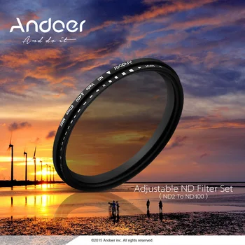 Andoer 58mm Fader ND Nevtralni Nastavljiv ND2, da ND400 Spremenljivka Filter za Canon, Nikon DSLR Fotoaparat