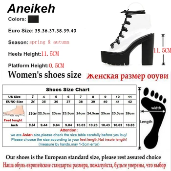 Aneikeh 2019 Prosti čas PVC Sandali Ženske Čevlje Platformo Čipke-Up Prozorni Kvadrat Visokih Petah Peep Toe Poletje Priložnostne Črna Velikost 40