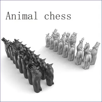 Animal_chess 3D model za 4 os krožni diagram 3D vklesan kiparstvo cnc stroj v STL datoteko šah