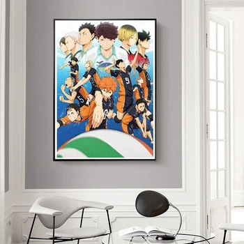 Anime Plakat, Odbojka Fant Platno Slikarstvo Haikyuu Japonski Slog Risanka Plakatov in Fotografij Wall Art Slike Doma Dekoracijo