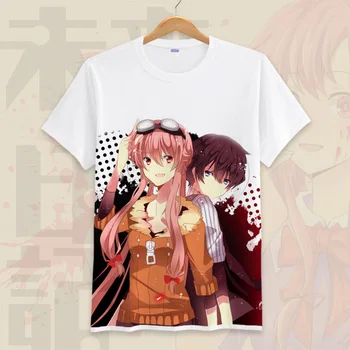 Anime Prihodnosti Dnevnik T Shirt Cosplay Kostum Moških Mirai Nikki Kratek Rokav Risanka Gasai Yuno T-Shirt majica Vrhovi