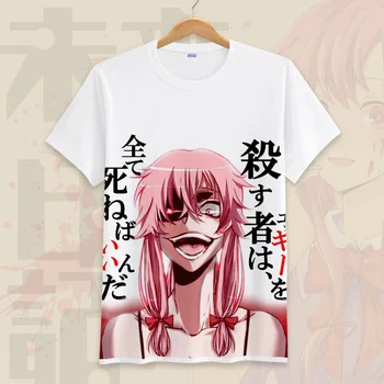 Anime Prihodnosti Dnevnik T Shirt Cosplay Kostum Moških Mirai Nikki Kratek Rokav Risanka Gasai Yuno T-Shirt majica Vrhovi