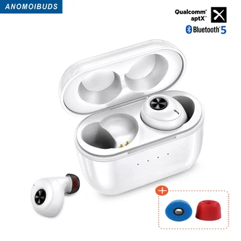 Anomoibuds QCC010 TWS Bluetooth 5.0 Slušalke Qualcomm aptX Brezžični Čepkov Šumov z Mikrofoni,77H Dolžina
