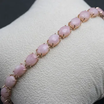 Anzogems za 26,0 ct naravnih pink opal zapestnica 925 sterling srebro ovalne 9*7mm gemstone, fine nakit za ženske zapestnice elegantno 2020
